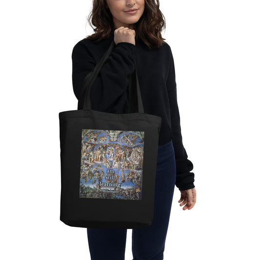 The Last Judgement by Michelangelo Vintage Canvas Tote Bag with Quote | 100% OCS & GOTS certified Organic Cotton Tote Bag | Eco-Friendly Renaissance Art Carryall
