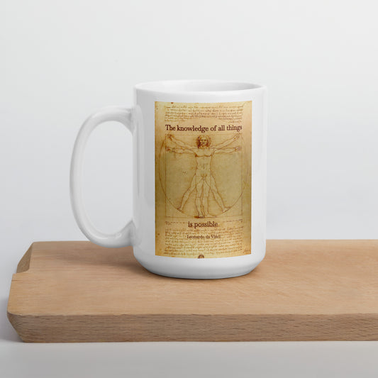 Vitruvian Man by Da Vinci Mug With Quote | 11oz/15oz/20oz | Classic & Vintage Art Coffee & Tea Cup | Ideal Gift for Art Lovers